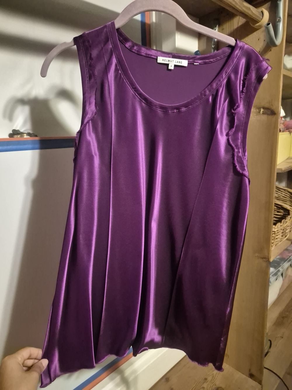 Helmut Lang Women's Purple Satin Shell Tank